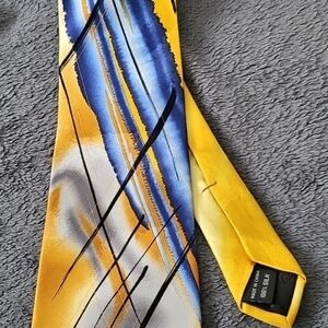 J. Garcia Vibrant Yellow and Blue Silk Tie